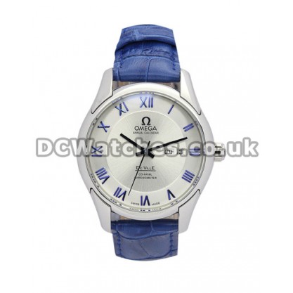 Best UK Sale Omega De Ville Automatic Fake Watch With Silvery Dial For Men