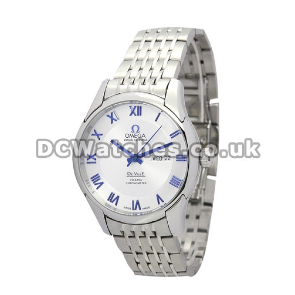 Swiss Movement UK Sale Omega De Ville Automatic Replica Watch With Silvery Dial For Men