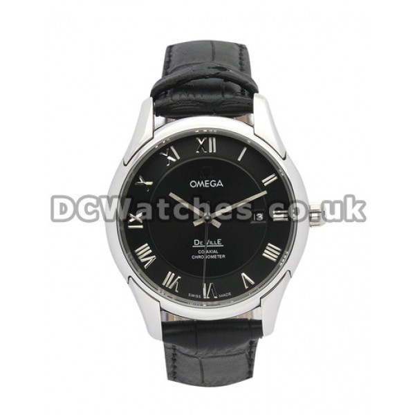 Best UK Sale Omega De Ville Hour Vision Automatic Replica Watch With Black Dial For Men
