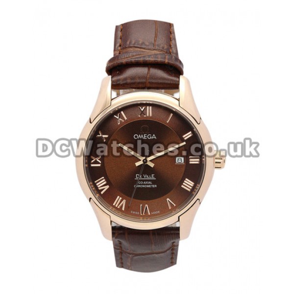 AAA Perfect UK Sale Omega De Ville Automatic Fake Watch With Brown Dial For Men