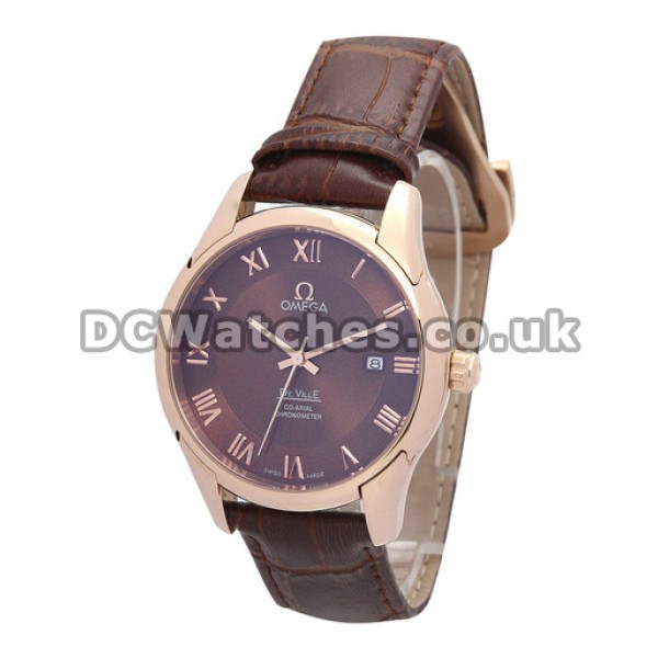 AAA Perfect UK Sale Omega De Ville Automatic Fake Watch With Brown Dial For Men
