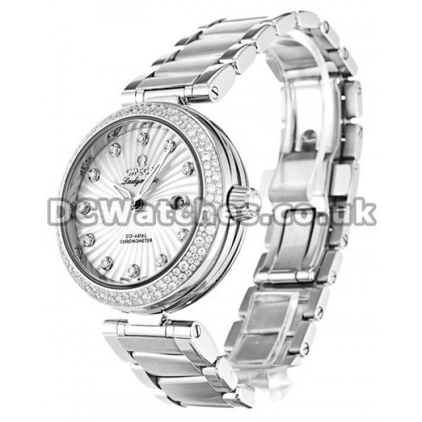 Best UK Sale Omega Ladymatic Automatic Replica Watches With White Dials For Women