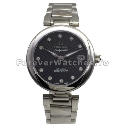 Luxury UK Sale Omega De Ville Ladymatic Automatic Fake Watch With Black Dial For Women