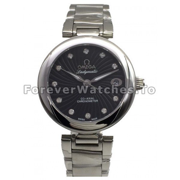 Luxury UK Sale Omega De Ville Ladymatic Automatic Fake Watch With Black Dial For Women