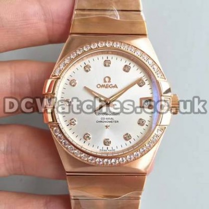 Perfect UK Omega Constellation Automatic Replica Watches With White Dials For Men