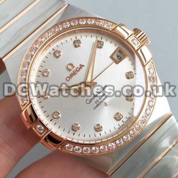 Cheap UK Omega Constellation Automatic Replica Watches With White Dials For Men
