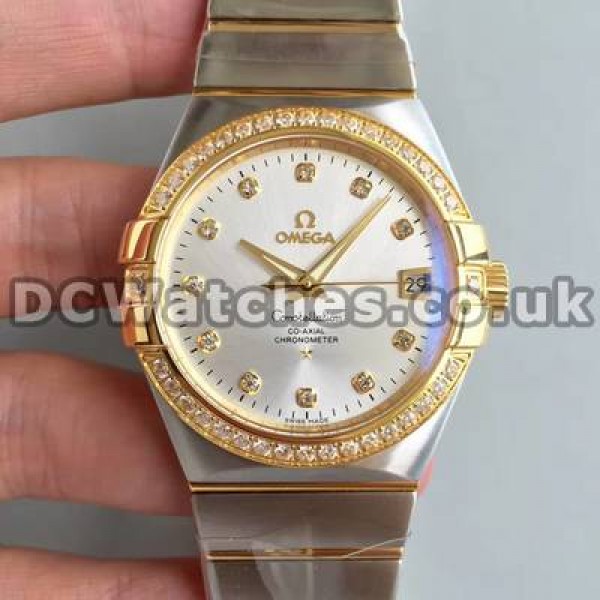 Best UK Omega Constellation Automatic Fake Watch With White Dial For Men