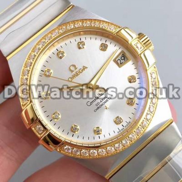 Best UK Omega Constellation Automatic Fake Watches With White Dials For Men