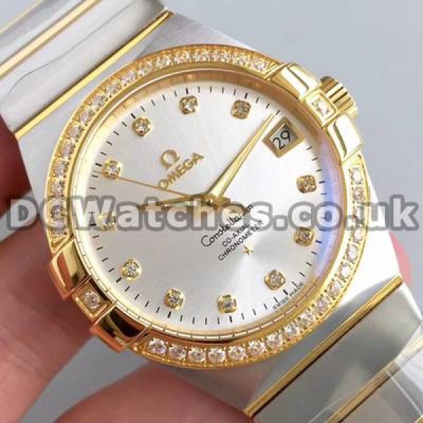 Best UK Omega Constellation Automatic Fake Watch With White Dial For Men