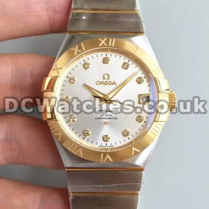 Best UK Sale Omega Constellation Automatic Fake Watch With Silvery Dial For Men