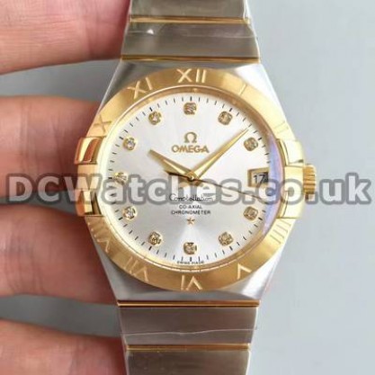 Best UK Sale Omega Constellation Automatic Fake Watches With Silvery Dials For Men