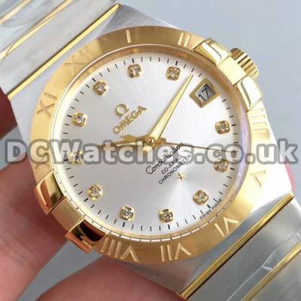 Best UK Sale Omega Constellation Automatic Fake Watches With Silvery Dials For Men