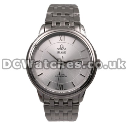 Cheap UK Sale Omega De Ville Automatic Fake Watch With Silvery Dial For Men