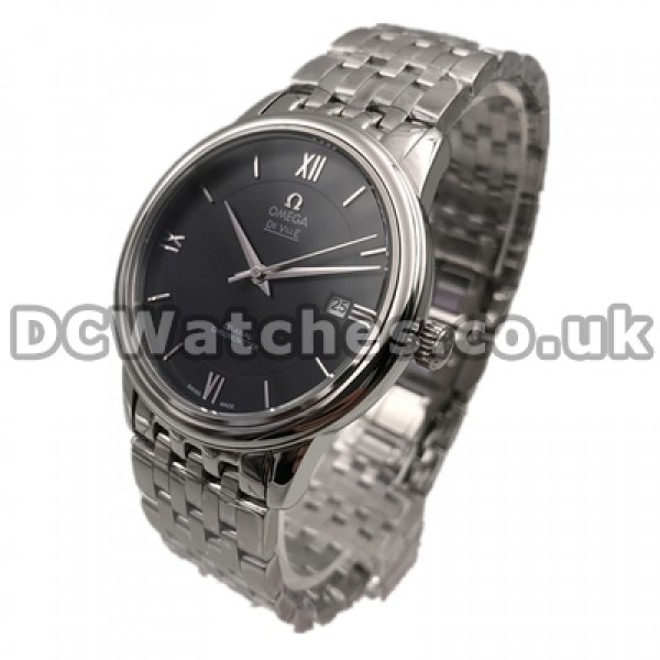 Top UK Sale Omega De Ville Hour Vision Automatic Fake Watch With Black Dial For Men
