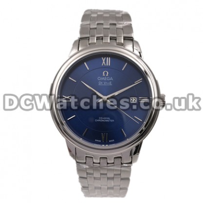 Cheap UK Sale Omega De Ville Automatic Fake Watch With Blue Dial For Men