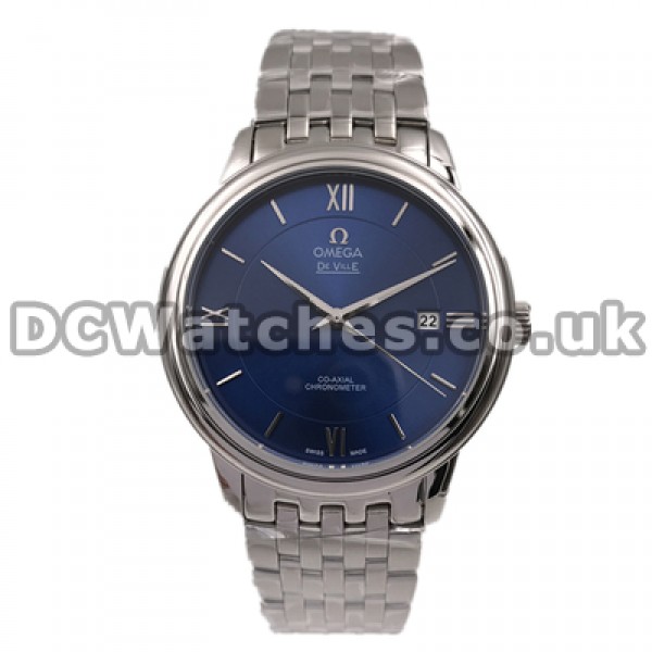 Cheap UK Sale Omega De Ville Automatic Fake Watch With Blue Dial For Men