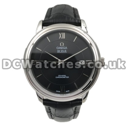 Cheap AAA UK Sale Omega De Ville Automatic Replica Watch With Black Dial For Men