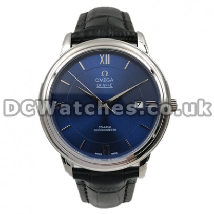 Cheap UK Sale Omega De Ville Hour Vision Automatic Replica Watch With Blue Dial For Men