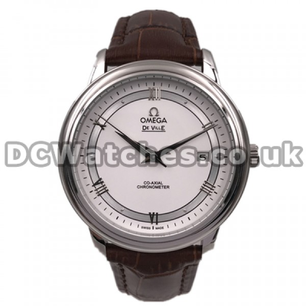 High Quality UK Sale Omega De Ville Hour Vision Automatic Fake Watch With White Dial For Men