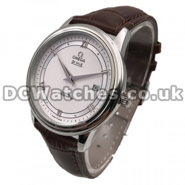 High Quality UK Sale Omega De Ville Hour Vision Automatic Fake Watch With White Dial For Men