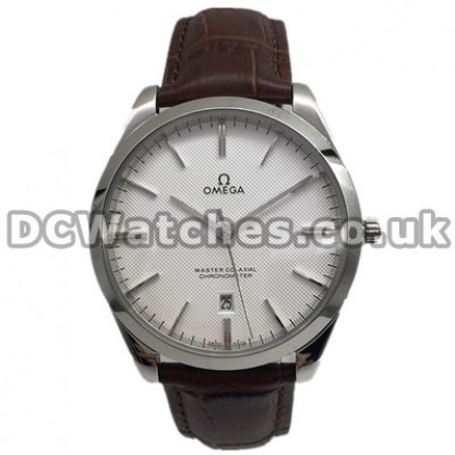 Perfect UK Sale Omega De Ville Hour Vision Automatic Fake Watch With White Dial For Men