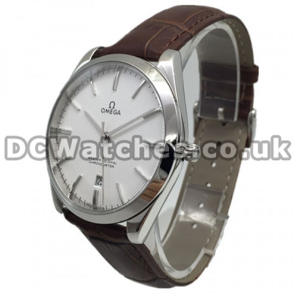 Perfect UK Sale Omega De Ville Hour Vision Automatic Fake Watch With White Dial For Men