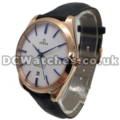 Best UK Sale Omega De Ville Hour Vision Automatic Replica Watch With White Dial For Men