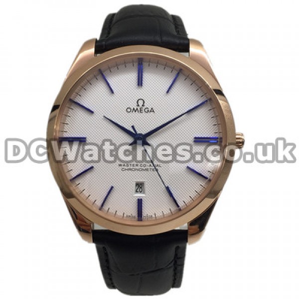 Best UK Sale Omega De Ville Hour Vision Automatic Replica Watch With White Dial For Men