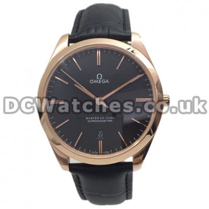 Top UK Sale Omega De Ville Hour Vision Fake Watch With Black Dial For Men