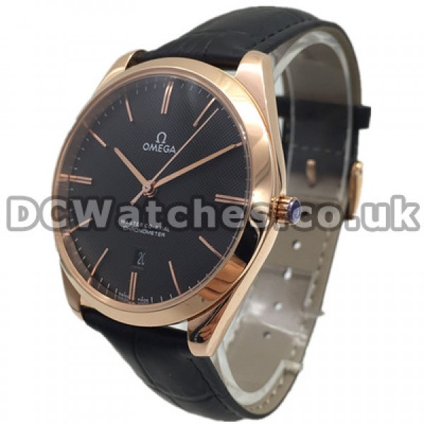 Top UK Sale Omega De Ville Hour Vision Fake Watch With Black Dial For Men