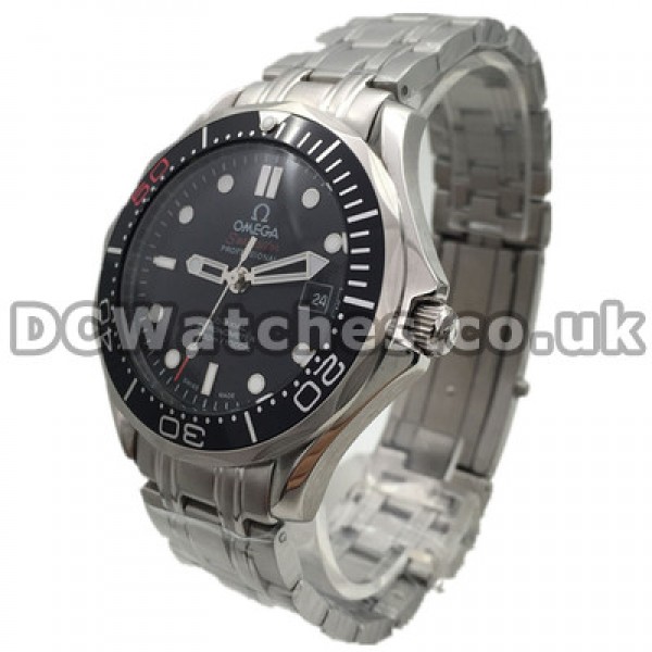 Top UK Sale Omega Seamaster 300M Automatic Co-Axial Fake Watch With Black Dial For Men