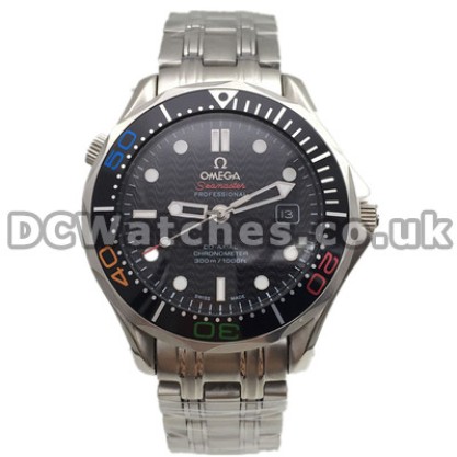 Quality UK Sale Omega Seamaster Automatic Fake Watch With Black Dial For Men