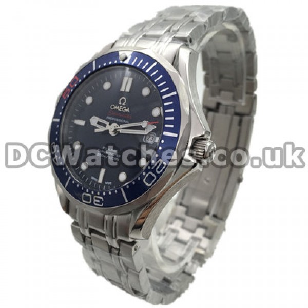 Best UK Sale Omega Seamaster 300M Automatic Co-Axial Replica Watch With Blue Dial For Men