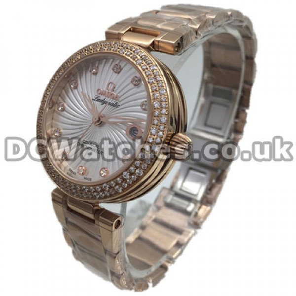 Perfect UK Sale Omega De Ville Quartz Replica Watch With White Dial For Men