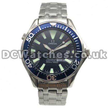 High Quality UK Sale Omega Seamaster 300M Automatic Fake Watch With Blue Dial For Men