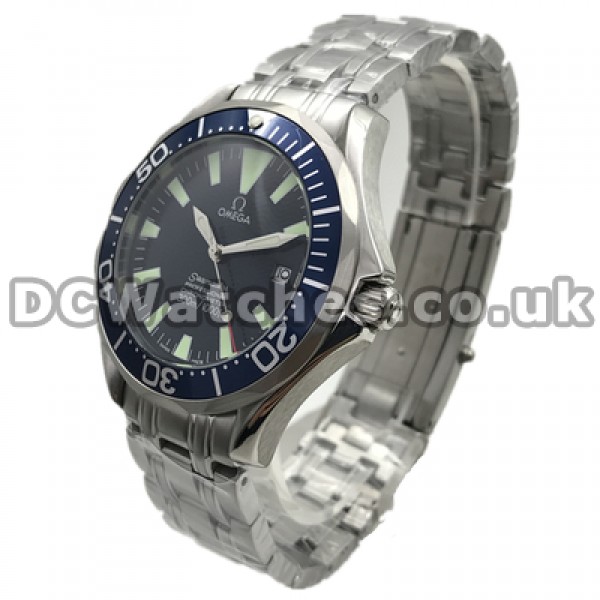 High Quality UK Sale Omega Seamaster 300M Automatic Fake Watch With Blue Dial For Men