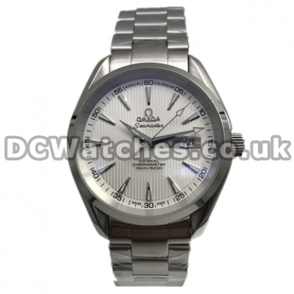 Waterproof UK Sale Omega Aqua Terra Automatic Replica Watch With White Dial For Men