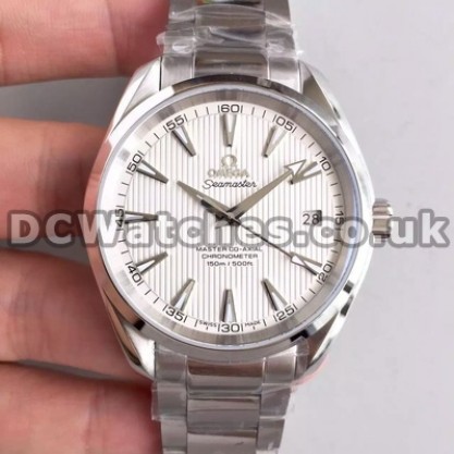 Best UK Sale Omega Seamaster Aqua Terra 150M Replica Watches With White Dials For Men