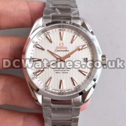 Cheap UK Sale Omega Seamaster Aqua Terra 150M Fake Watches With White Dials For Men