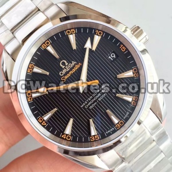 Best UK Sale Omega Seamaster Aqua Terra 150M Automatic Fake Watch With Black Dial For Men