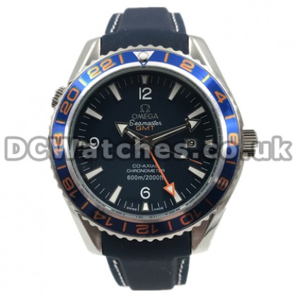 Perfect UK Sale Omega Seamaster GMT Automatic Fake Watch With Blue Dial For Men