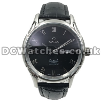 Practical UK Sale Omega De Ville Quartz Replica Watch With Black Dial For Men