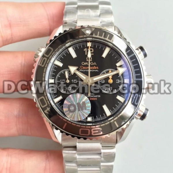 Perfect UK Sale Omega Planet Ocean Automatic Fake Watch With Black Dial For Men