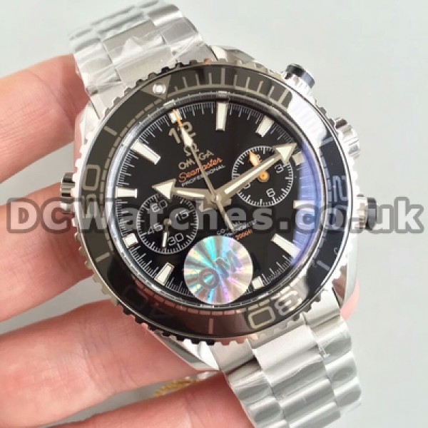 Perfect UK Sale Omega Planet Ocean Automatic Fake Watch With Black Dial For Men