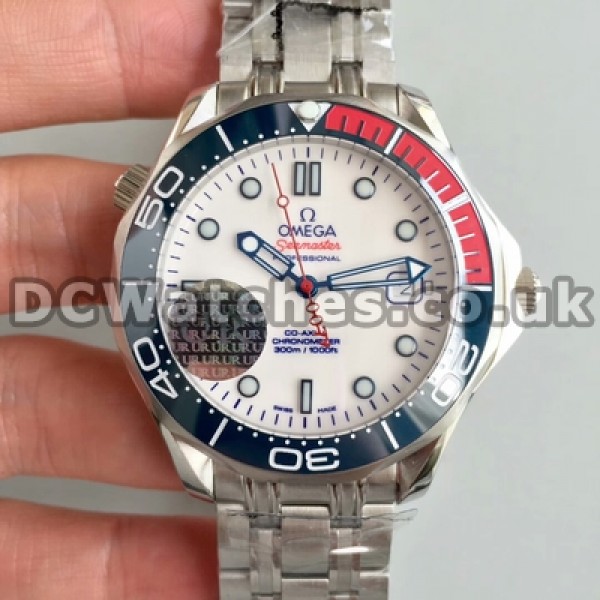 Best UK Sale Omega Seamaster Automatic Replica Watches With White Dials For Men
