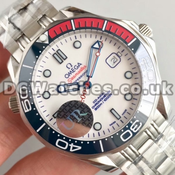 Best UK Sale Omega Seamaster Automatic Replica Watches With White Dials For Men