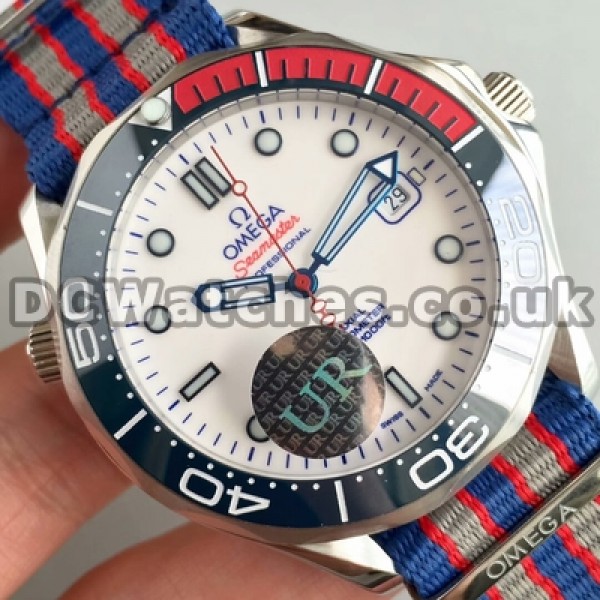 Cheap UK Sale Omega Seamaster Automatic Fake Watches With White Dials For Men