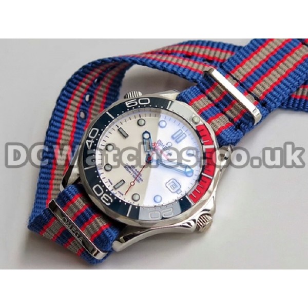 Cheap UK Sale Omega Seamaster Automatic Fake Watches With White Dials For Men